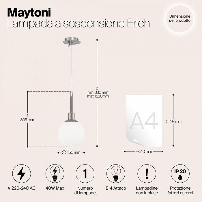 Светильник Maytoni MOD221-PL-01-G
